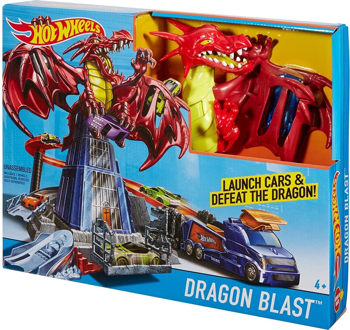 Hot Wheels Dragon Blast Speelset lanceerbaan - Sinterklaas - Kerst - Verjaardag - Kerstmis