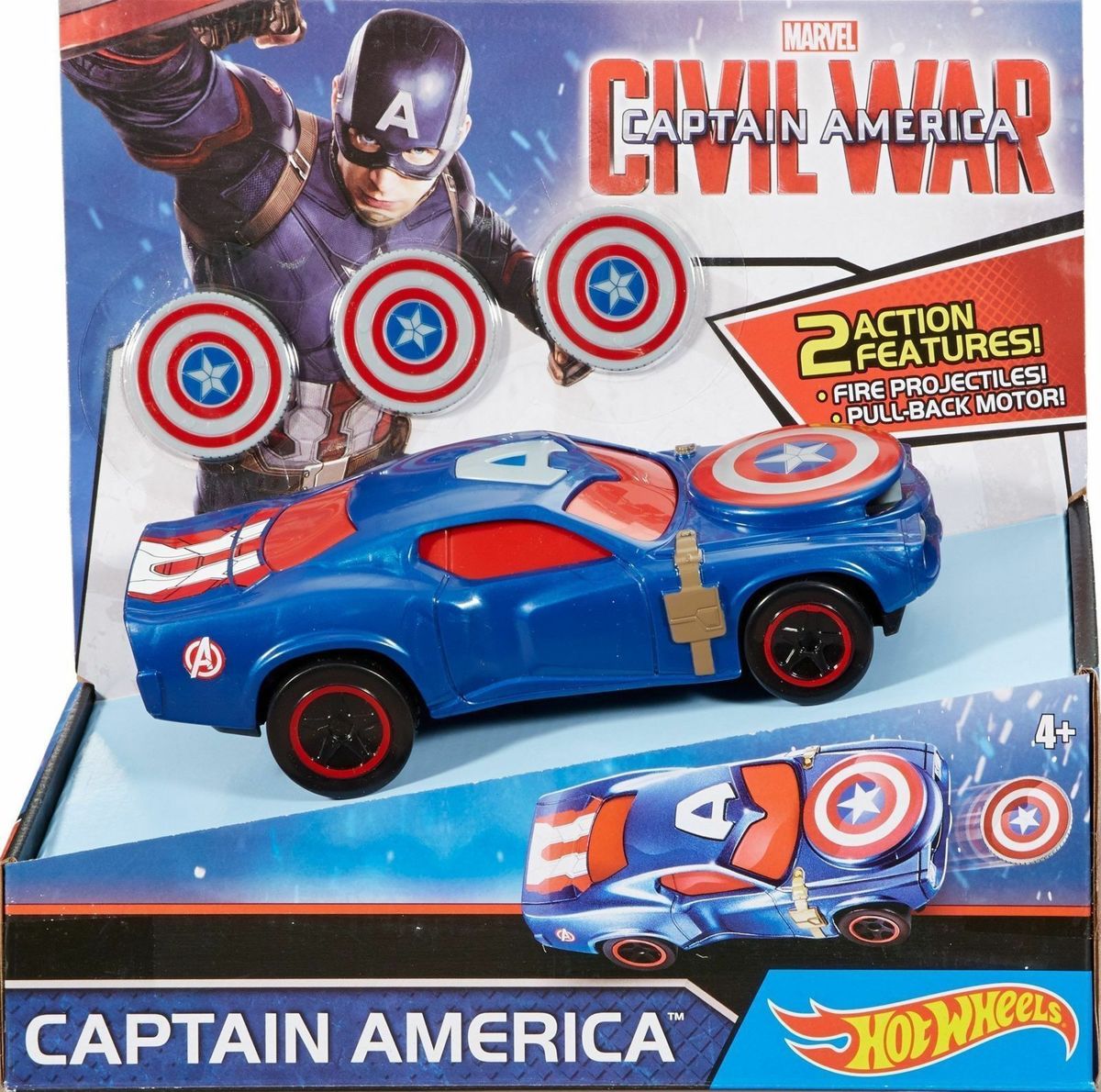 Hot Wheels Marvel Civil War Captain America Vehicle Plus 2