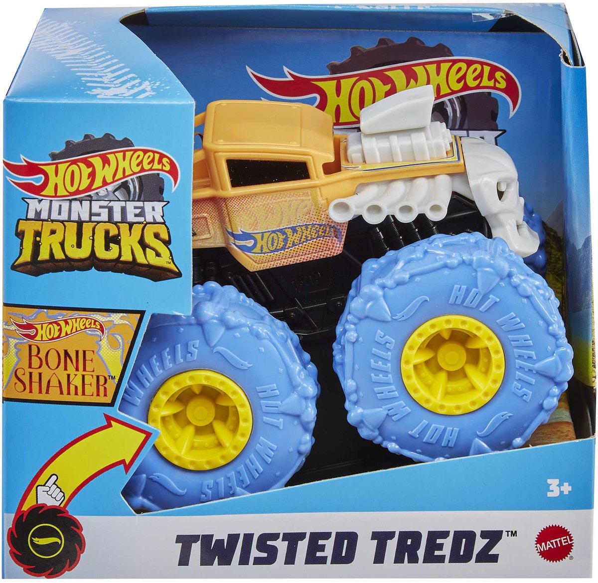 Hot Wheels Monster Trucks Twisted Tredz - Bone Shaker - Schaal 1:43 - 12 cm groot