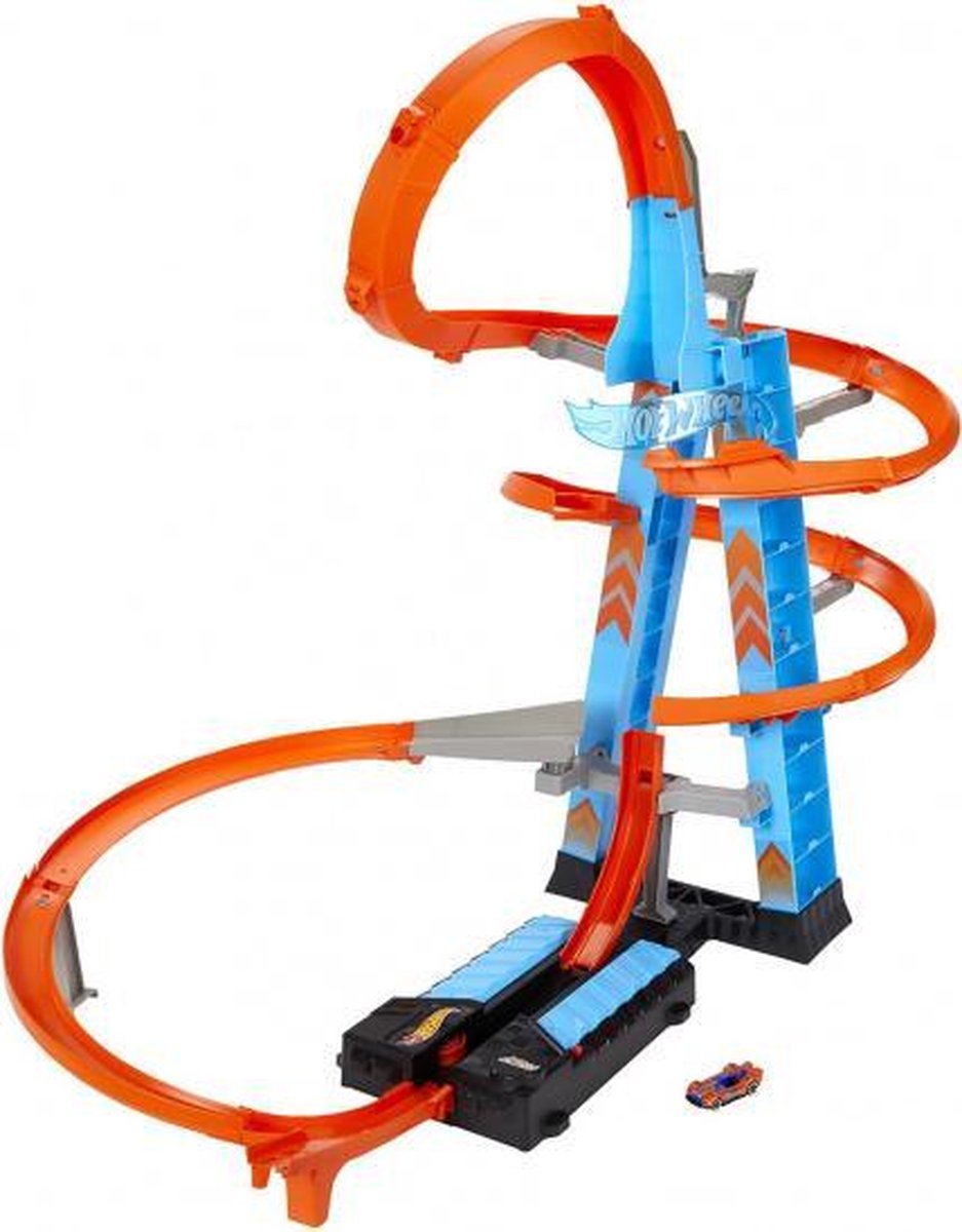 racebaan Sky Crash Tower 61 cm blauw/oranje 62-delig