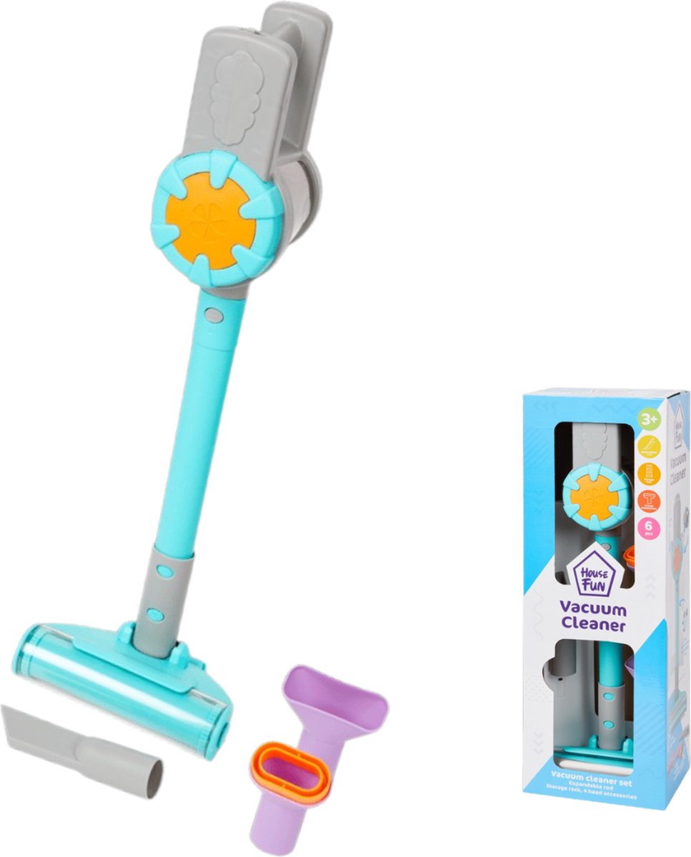 House Fun - Speelgoed Stofzuiger - Draadloze Steelstofzuiger - Voor Kinderen - 6-delig