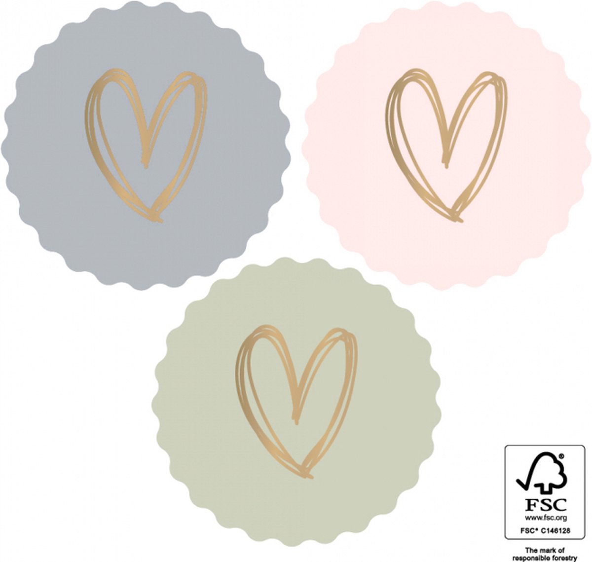 House Of Products - Stickers - Cadeauversiering - Sluitsticker- Hart Goud - Faded Light - 24 stuks - ø 55 mm