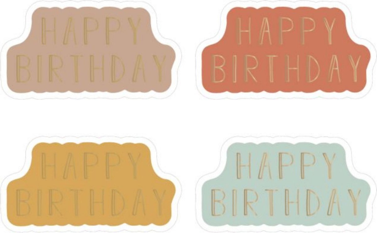 Luxe Cadeausticker Verjaardag 24 stuks - Sluitstickers - Traktatiesticker - Wensetiket - 5,5 cm - Happy Birthday - sticker voor traktatie