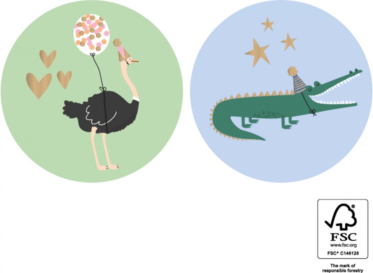 Stickers Duo - Ostrich/ Crocodile Gold 24 stuks