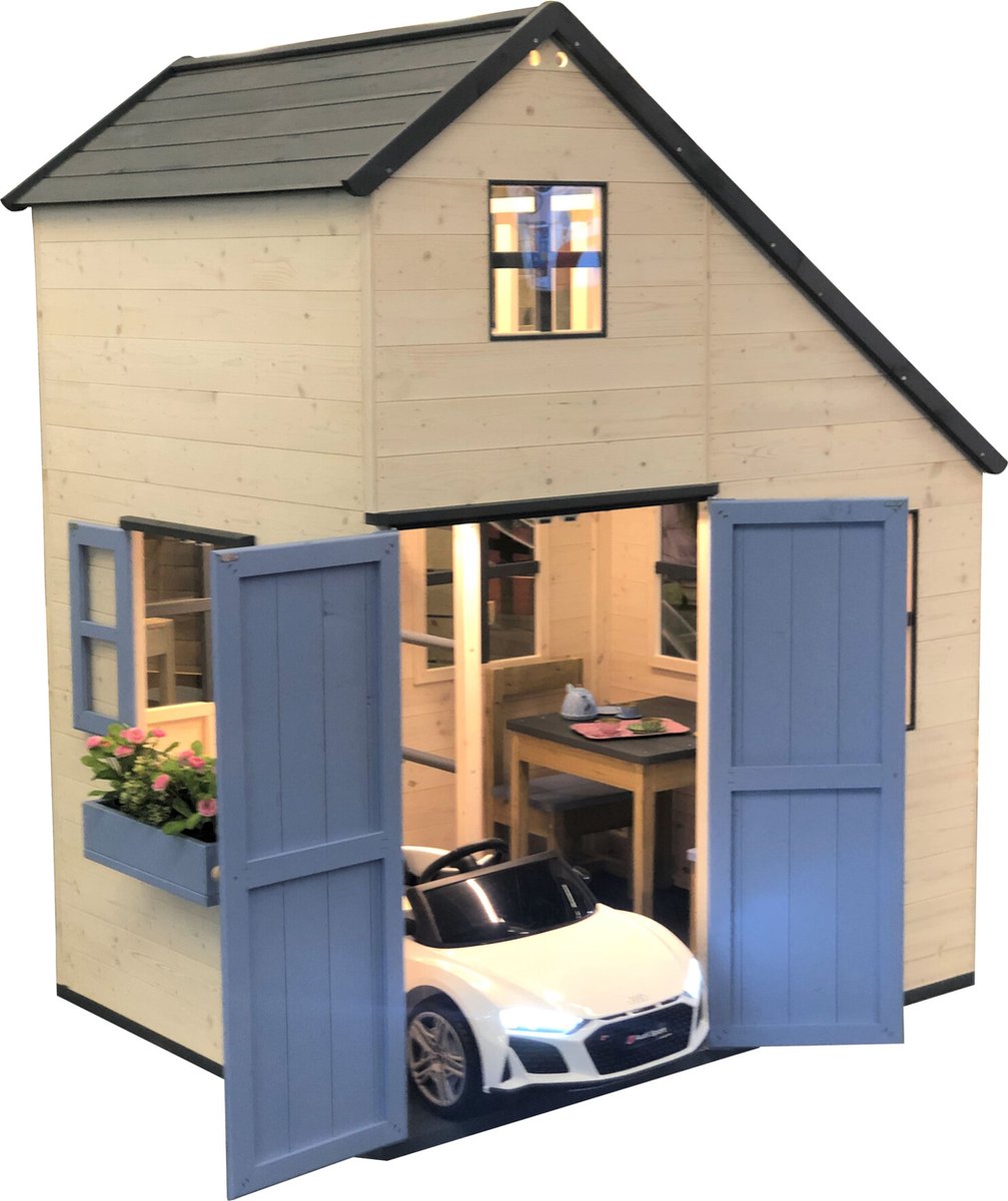   speelhuis - Villa - 2 verdiepingen - met garage en slaapgelegenheid - FSC - EU product