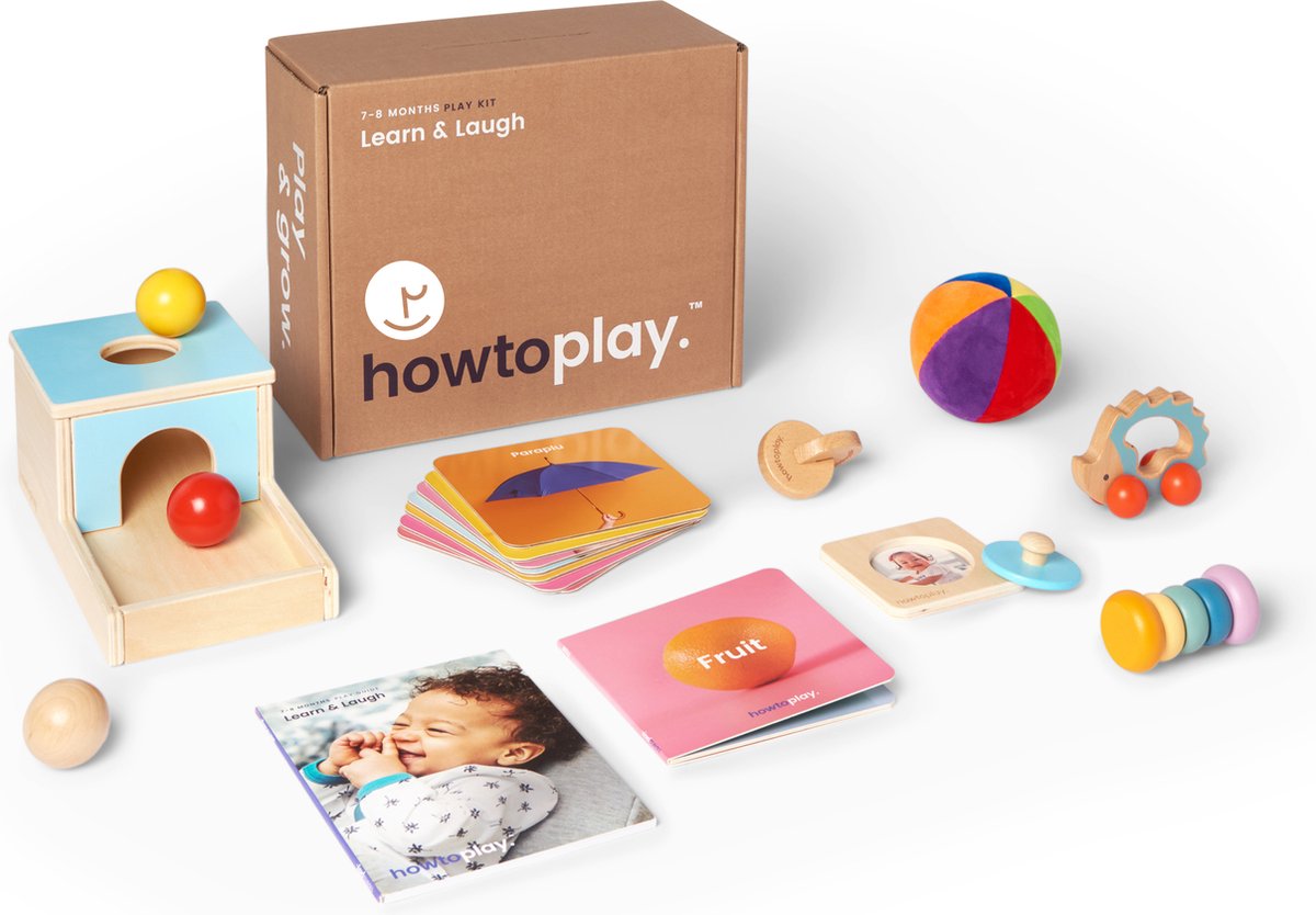   Speelgoedbox 7 - 8 maanden - Learn & Laugh - Educatief Speelgoed - Baby Speelgoed - van de makers van How2talk2kids & Howtotalk - Playbox - het juiste speelgoed op het juiste moment