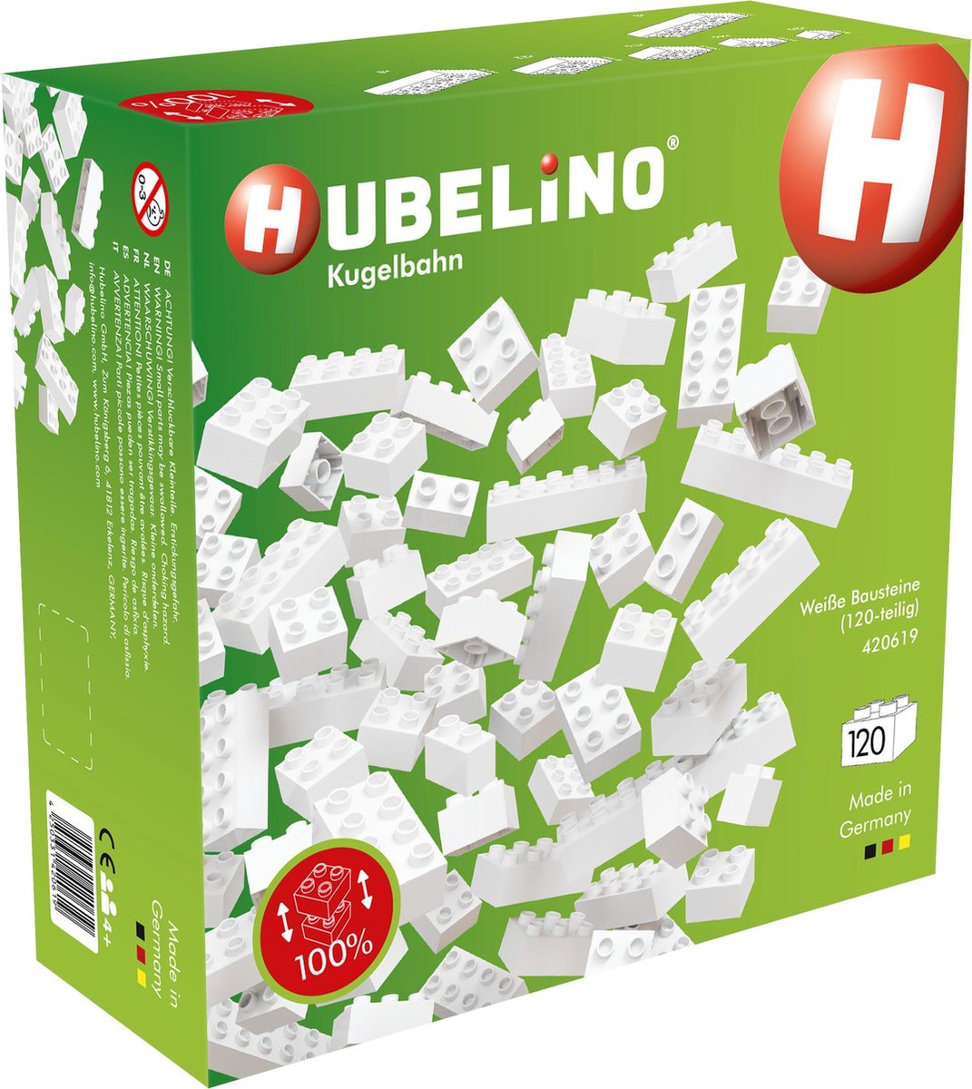 Hubelino Bouwstenenset Junior 28,5 X 28.5 Cm Wit 120-delig