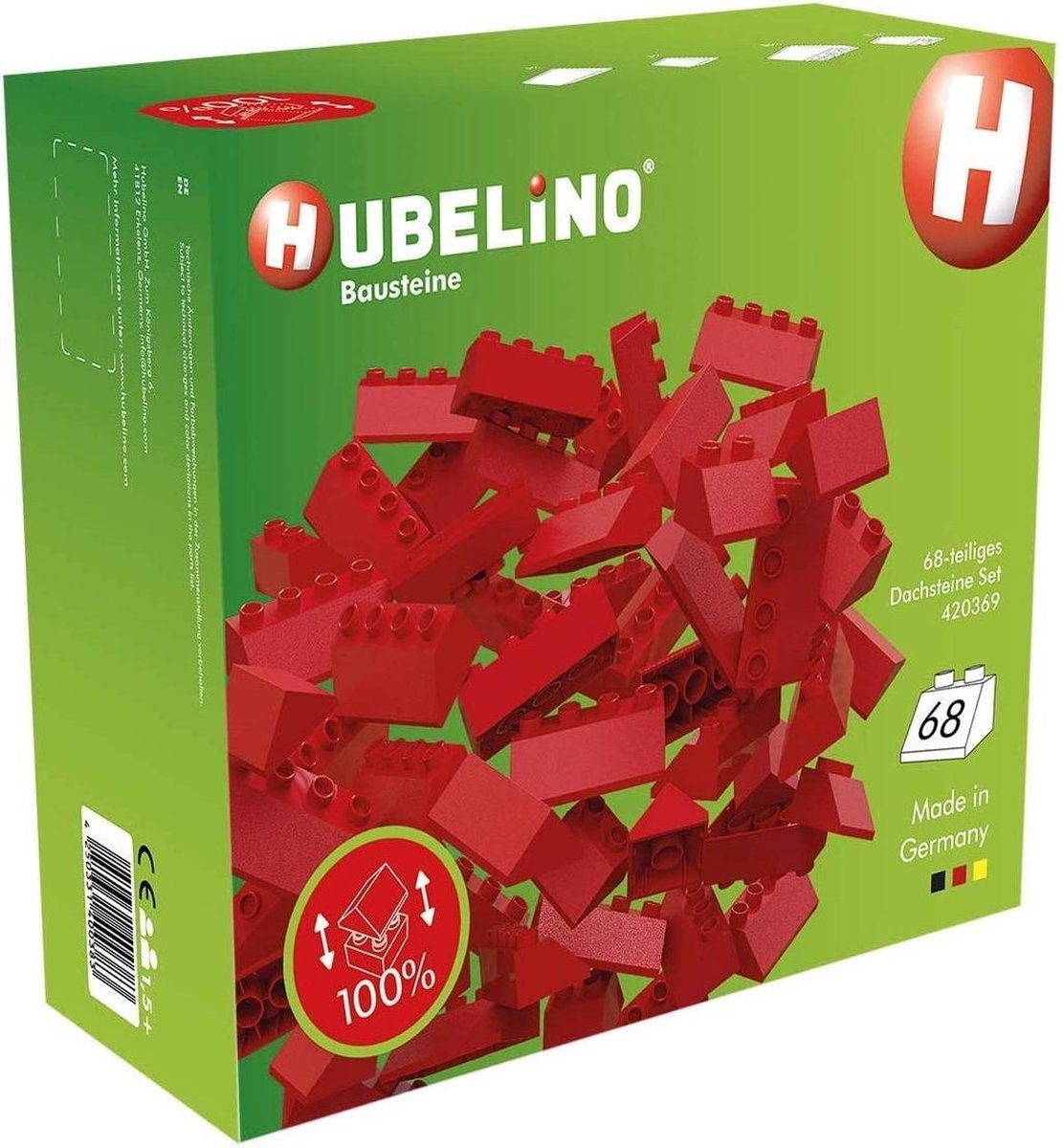 Hubelino Dakpannenset Junior 24,5 X 9,5 Cm Rood 68-delig