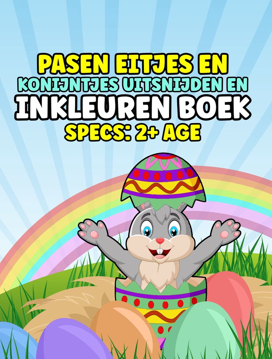 HugoElena - Pasen - Eitjes en Konijntjes - Uitsnijden en inkleuren boek - leeftijd 2+ - 50 paginas