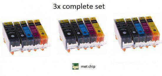 Inktmedia  huismerk - Inktcartridge - Alternatief voor de Canon CLI-521 / PGI-520 3x voordeelset 5 stuks met chip inktmedia huismerk Cartridge