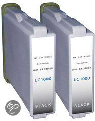 Merkloos - Inktcartridge / Alternatief voor Brother LC 1000 BK XL inktcartridge zwart 35 ml 2 stuks Cartridge