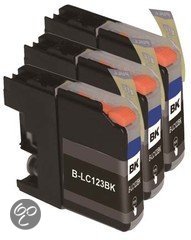 Merkloos - Inktcartridge / Alternatief voor Brother LC 123 BK XL inktcartridge zwart 16 ml 3 stuks Cartridge