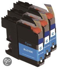 Merkloos - Inktcartridge / Alternatief voor Brother LC 123 C XL inktcartridge blauw 10 ml 3 stuks Cartridge