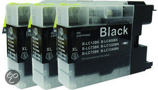 Merkloos - Inktcartridge / Alternatief voor Brother LC 1240 BK XL inktcartridge zwart 30 ml 3 stuks Cartridge