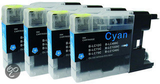 Merkloos - Inktcartridge / Alternatief voor Brother LC 1240 Cyaan XL Fourpack (LC-1240C) 4x 30 ml Cartridge