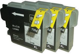 Merkloos - Inktcartridge / Alternatief voor Brother LC 985 BK XL inktcartridge zwart 29 ml 3 stuks Cartridge