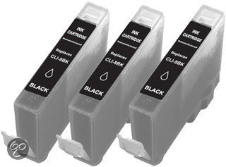 Merkloos - Inktcartridge / Alternatief voor Canon CLI 8 BK inktcartridge zwart 15 ml 3 stuks Cartridge