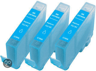 Merkloos - Inktcartridge / Alternatief voor Canon CLI 8 C inktcartridge blauw 15 ml 3 stuks Cartridge