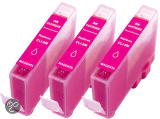 Merkloos - Inktcartridge / Alternatief voor Canon CLI 8 M inktcartridge rood 15 ml 3 stuks Cartridge