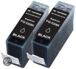 Merkloos - Inktcartridge / Alternatief voor Canon PGI 520 BK inktcartridge zwart 21 ml 2 stuks Cartridge