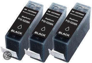 Merkloos - Inktcartridge / Alternatief voor Canon PGI 520 BK inktcartridge zwart 21 ml 3 stuks Cartridge