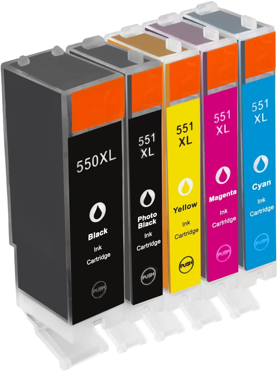 Merkloos - Inktcartridge / Alternatief voor Canon PGI 550 XL / CLI 551 XL cartridges / 4x Zwart / 2x Cyaan / 2x Magenta / 2x Geel / 2x Fotozwart - Hoge Capaciteit