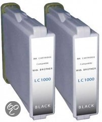 Merkloos - Inktcartridge / Alternatief voor de Brother LC 1000XL / Zwart / Hoge Capaciteit / 2-pack