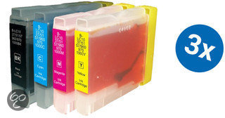 Merkloos   Inktcartridge / Alternatief voor de Brother LC 1000XL inktcartridge multipack 3 sets Cartridge