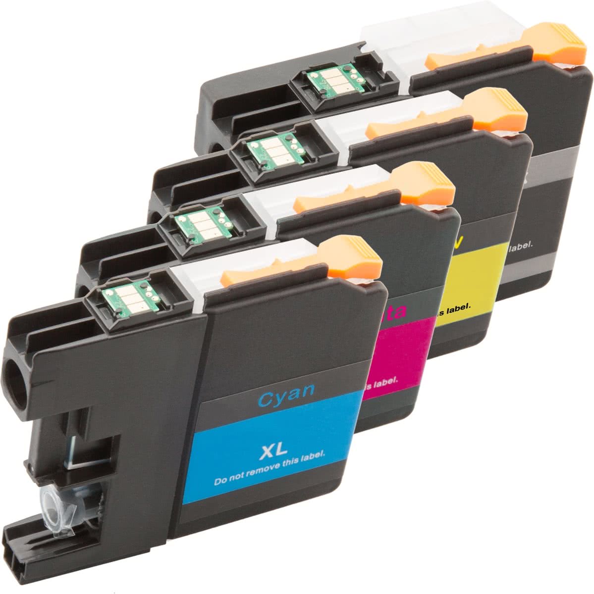 Merkloos - Inktcartridge / Alternatief voor de Brother LC-125 /LC-127 / Zwart / Magenta / Geel / Cyaan