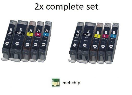 Merkloos   Inktcartridge / Alternatief voor de Canon CLI-8 / PGI-5 2x voordeelset 5 stuks met chip inktmedia huismerk Cartridge