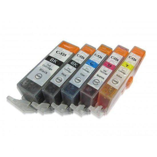 Merkloos   Inktcartridge / Alternatief voor de Canon CLI526/PGI525 Set Compatible 5 stuks met chip