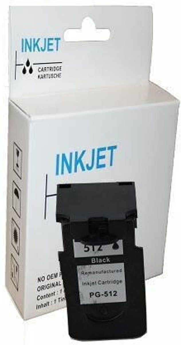 Merkloos   Inktcartridge / Alternatief voor de Canon PG 512 zwart met niveau-indicator