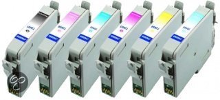 Merkloos - Inktcartridge / Alternatief voor de Epson T0487XL / Zwart / Geel / Licht Cyaan / Licht Magenta / Magenta / Cyaan / Hoge Capaciteit