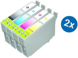 Merkloos   Inktcartridge / Alternatief voor de Epson T0711-714 inktcartridge multipack T0715 2 sets Cartridge