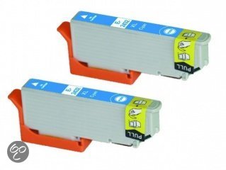 Merkloos - Inktcartridge / Alternatief voor de Epson T2432XL / Cyaan / Hoge Capaciteit / 2-pack