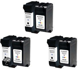 Merkloos   Inktcartridge / Alternatief voor de HP 15/17 XL inktcartridge multipack C6615DE/C6625AE  3 sets Cartridge