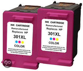 Merkloos   Inktcartridge / Alternatief voor de HP 301 XL inktcartridge CH564EE kleur 21 ml 2 stuks Cartridge