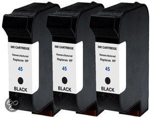 Merkloos   Inktcartridge / Alternatief voor de HP 45 XL inktcartridge 51645AE zwart 50 ml 3 stuks Cartridge