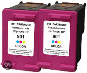 Merkloos   Inktcartridge / Alternatief voor de HP 901 XL inktcartridge CC656AE kleur 21 ml 2 stuks Cartridge