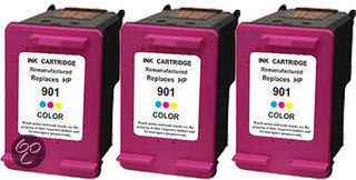 Merkloos   Inktcartridge / Alternatief voor de HP 901 XL inktcartridge CC656AE kleur 21 ml 3 stuks Cartridge