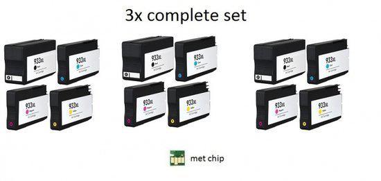 Merkloos   Inktcartridge / Alternatief voor de HP 932XL & HP 933XL BK/C/M/Y 3x complete