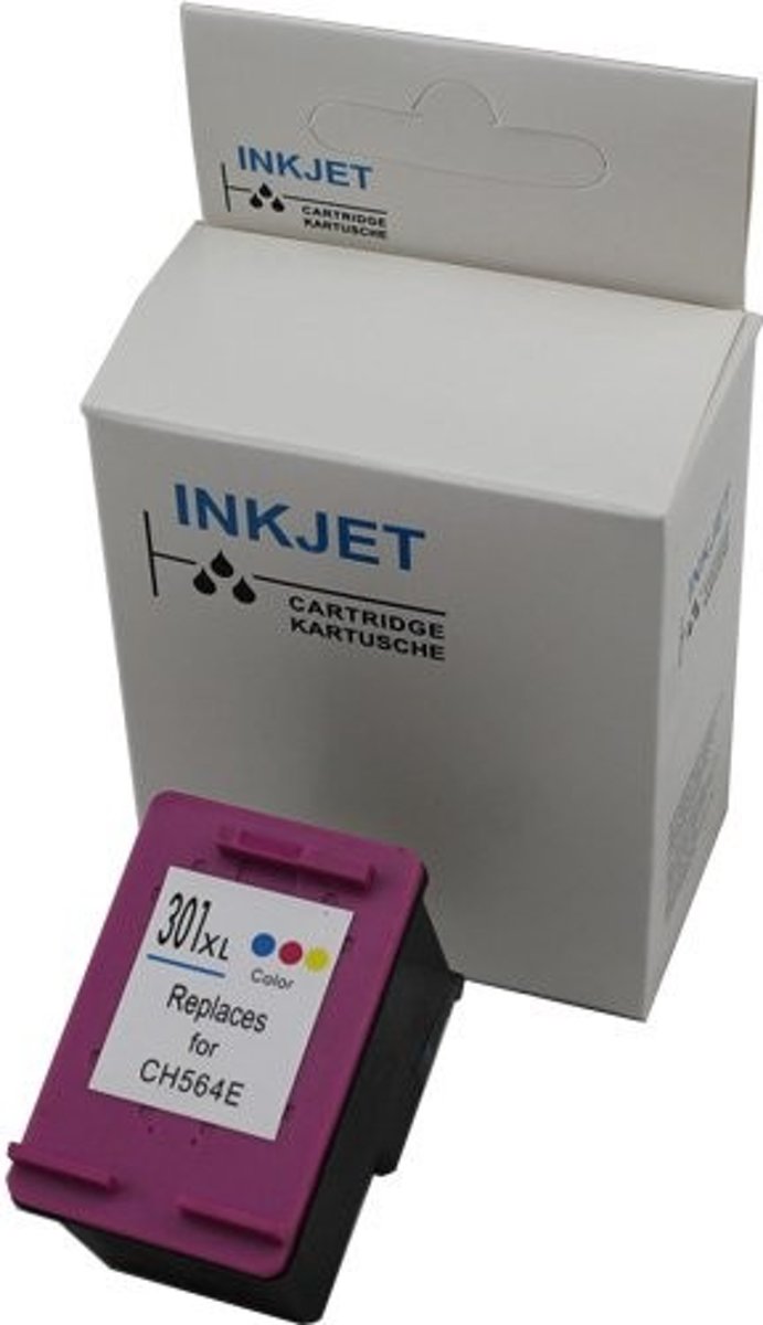 Merkloos   Inktcartridge / Alternatief voor de Hp 301Xl kleur met niveau-indicator wit Label