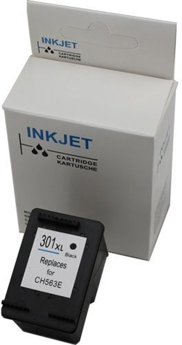 Merkloos   Inktcartridge / Alternatief voor de Hp 301Xl zwart met niveau-indicator wit Label