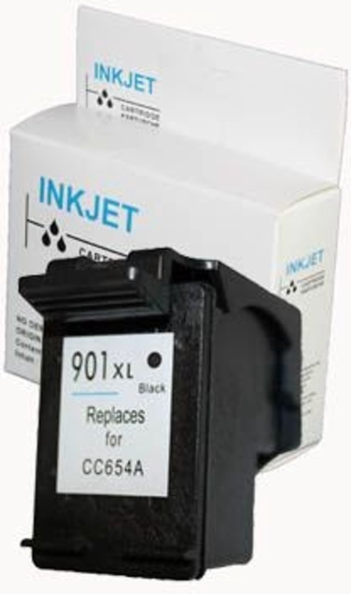 Merkloos   Inktcartridge / Alternatief voor de Hp 901Xl zwart met niveau-indicator wit Label