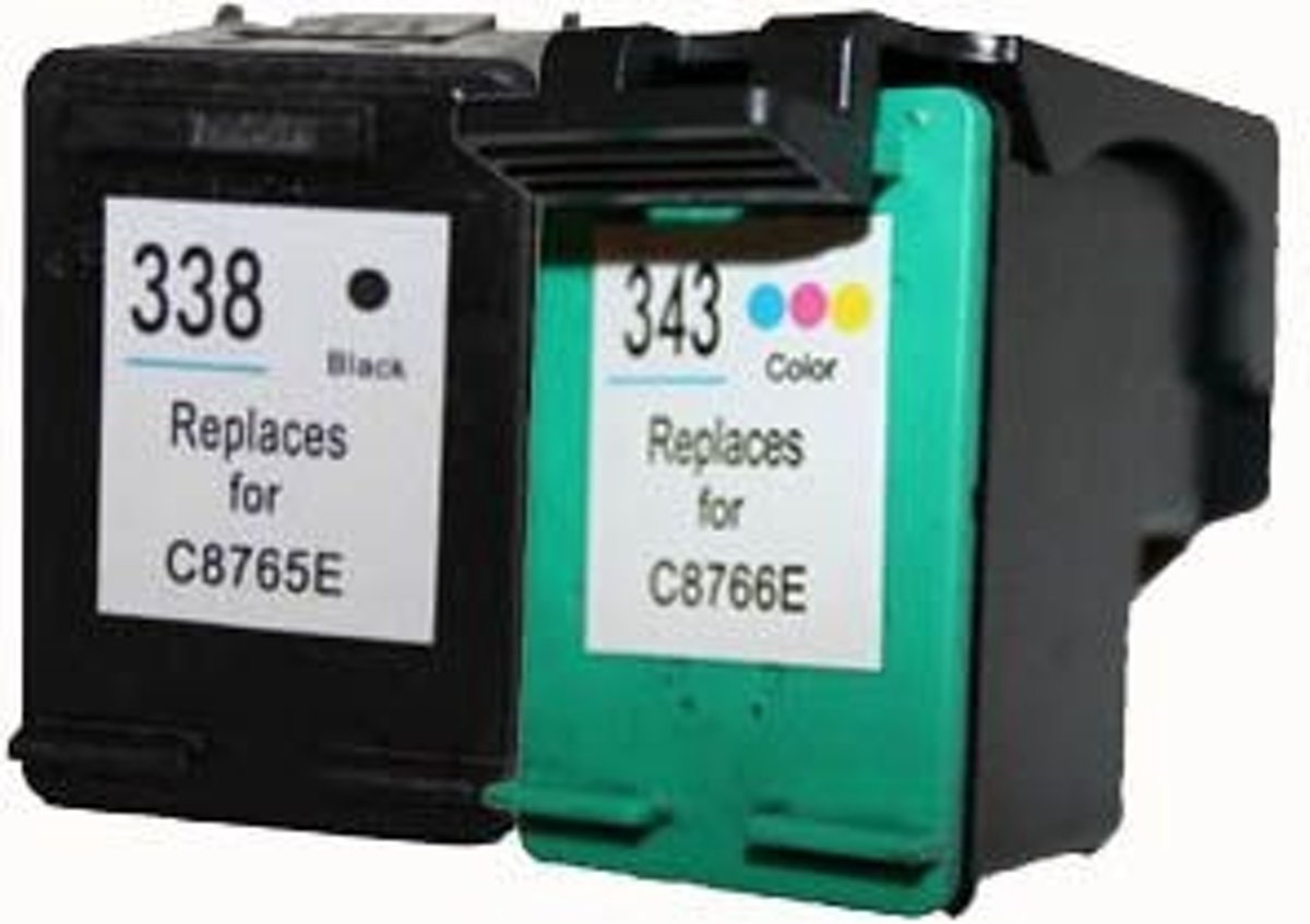 Merkloos   Inktcartridge / Alternatief voor de Hp huismerk Set 2x patroon voor HP 338/343 (1xBK+1x3kleur)