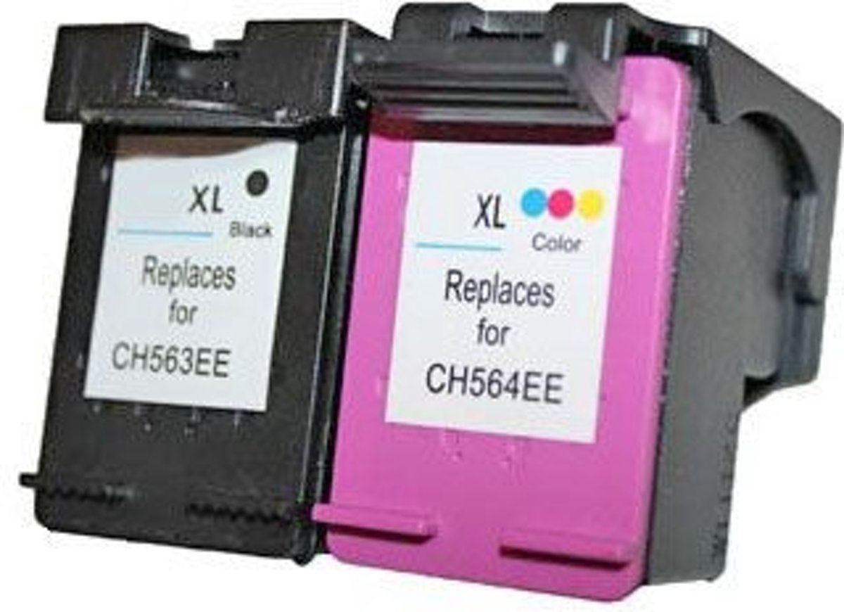 Merkloos - inktcartridge / Alternatief voor de HP set 62XL (1x zwart & kleur)