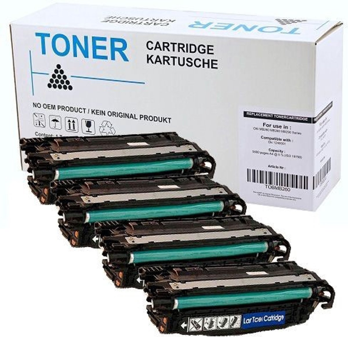 Merkloos - toner / Alternatief voor de Hp Set 4X Huismerk Toners voor Hp 504X 504A Color Laserjet Cp3525  CE250XCE251ACE252ACE253A