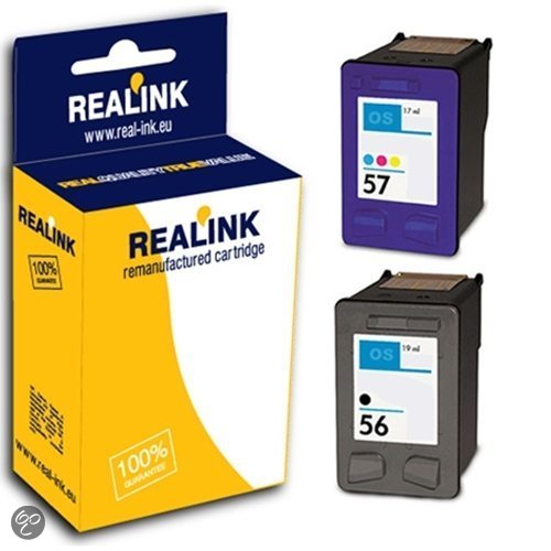 Merkloos inktcartridge geschikt voor  HP 56 / 57 inktcartridge zwart/kleur multipack (compatible)