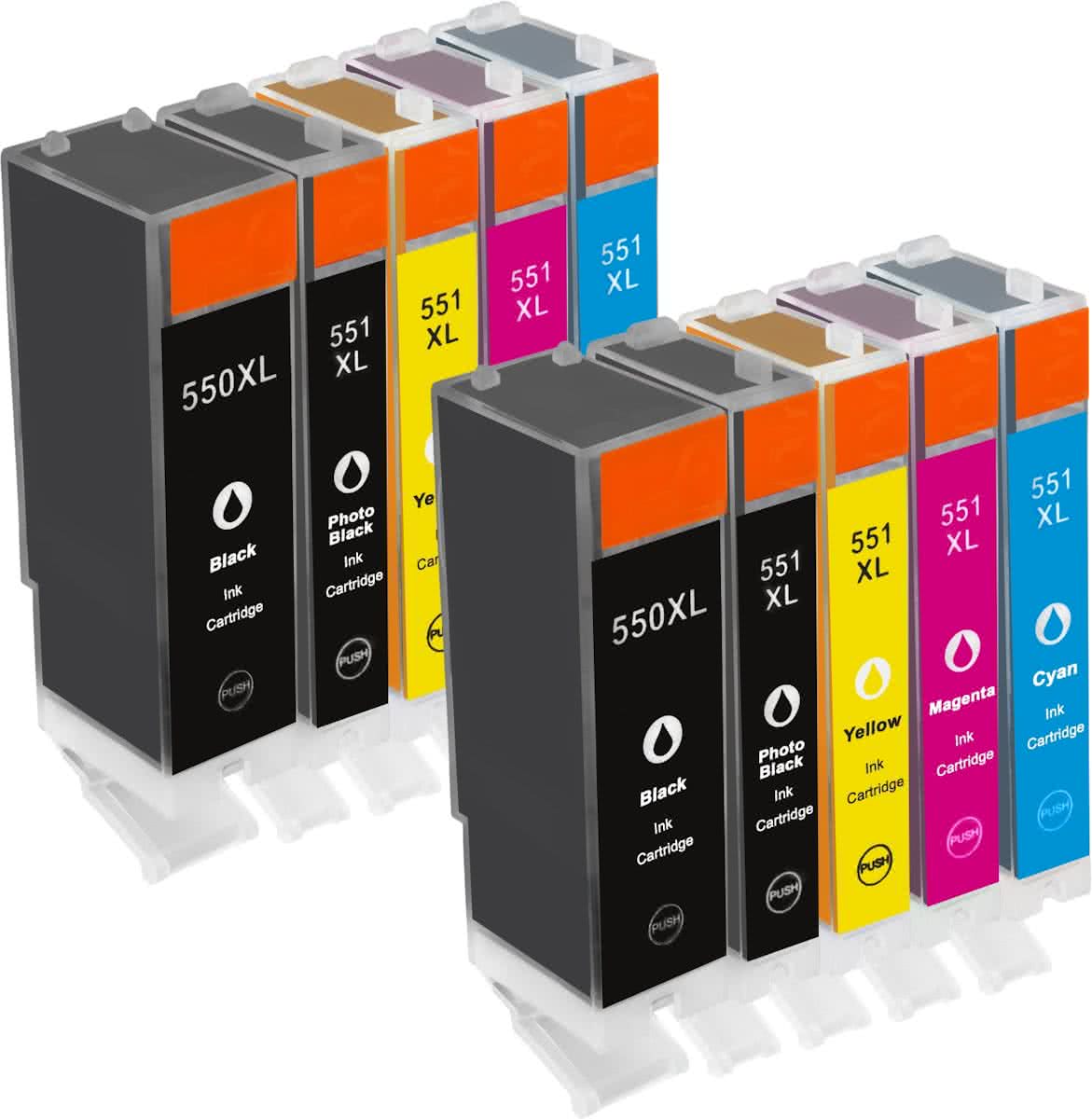 Merkloos – Inktcartridge / Alternatief voor de 2x Canon PGI-550 CLI-551 XL Multipack huismerk