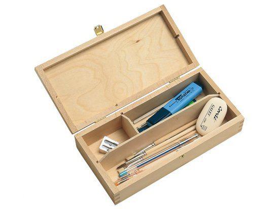 Tekendoos Middel Hout 2-vaks 250X125X62mm